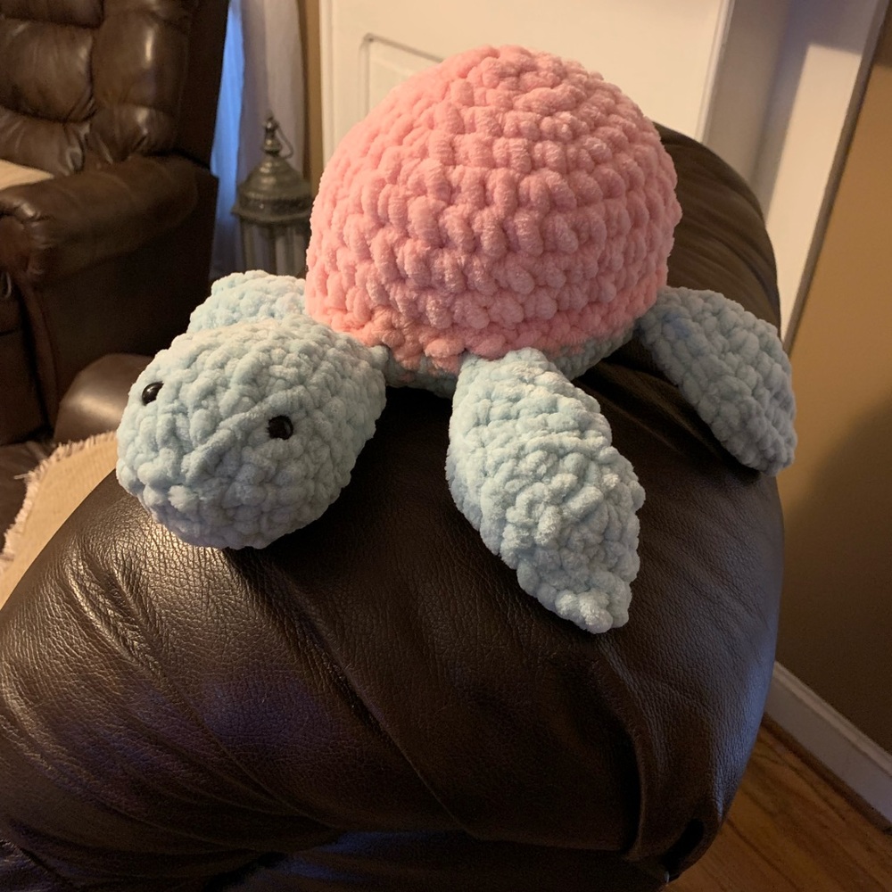 Pink and Blue Plush Turtle